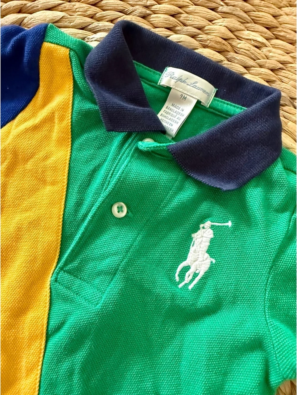 Polo Ralph Lauren Colorblock Romper Sz 9 Months EUC